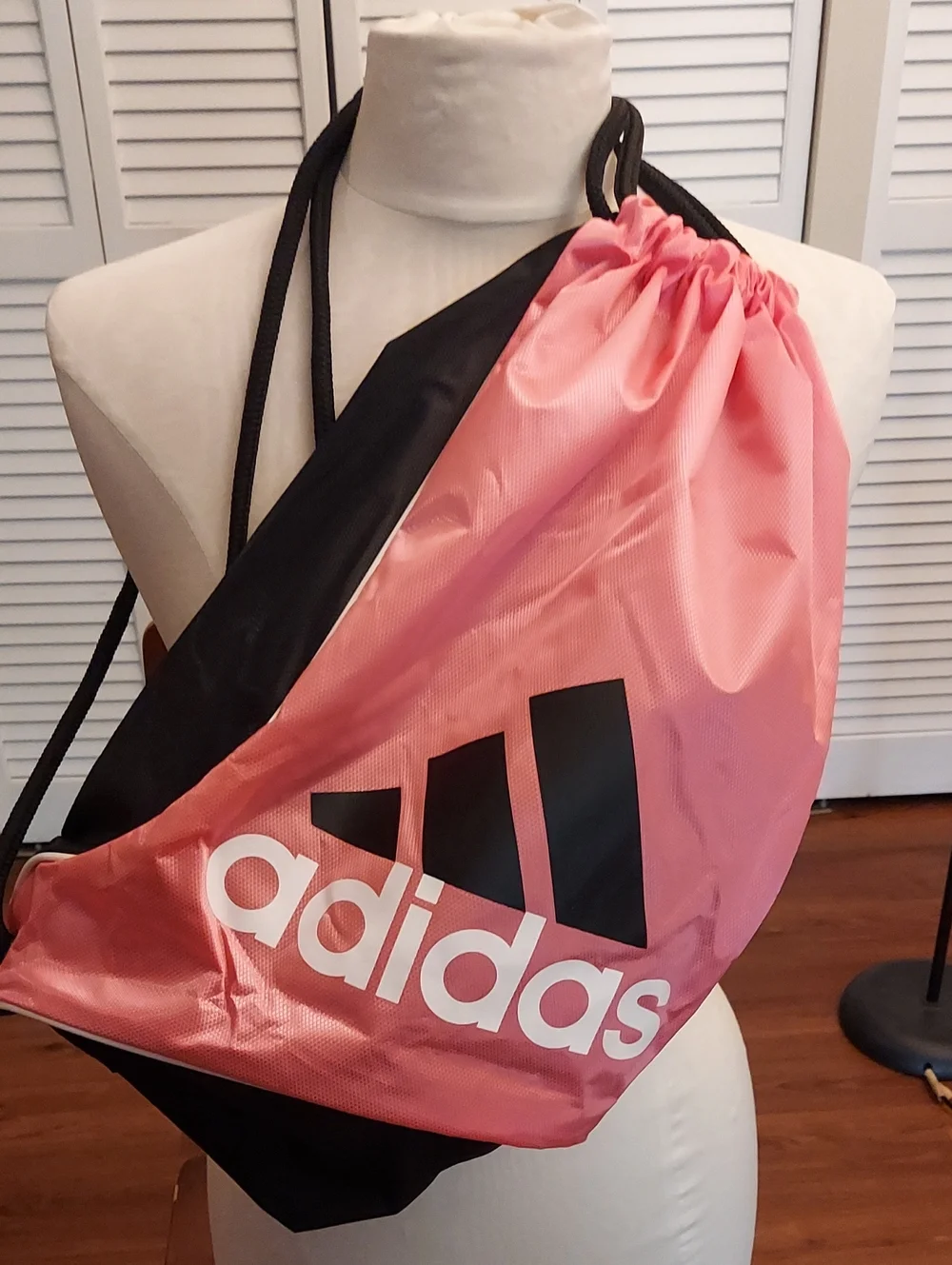 adidas Pink and Black Drawstring Backpack